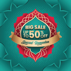 big sale template ramadan kareem teal blue