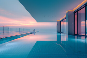 photo of Swimming pool in a luxury modern hotel by the sea