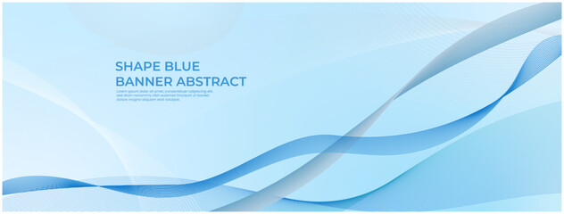 Abstract blue smooth wave on a white background. Dynamic sound wave. Design element. Vector illustration.