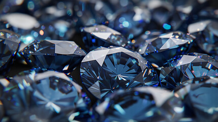 A Beautiful Background of Blue Diamonds or Gemstone.