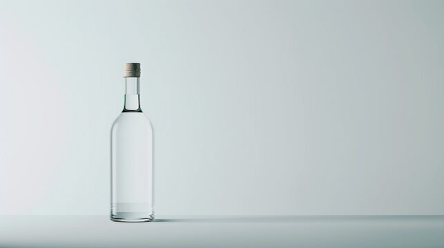 The elegance of a Russian vodka bottle captured in a minimalist composition against a pure white background