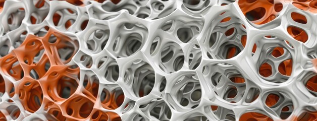 3d image of a micro detailsled geometric organic structure, in the style of organic forms, muted tones, cellular formations, red and gray, focus stacking, infinity nets, densely textured