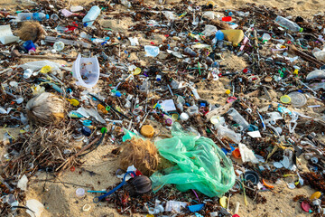 Piles of rubbish on the beach