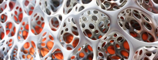 3d image of a micro detailsled geometric organic structure, in the style of organic forms, muted tones, cellular formations, red and gray, focus stacking, infinity nets, densely textured