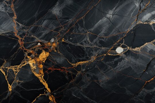 Black marble background natural marble texture. Glossy granite slab gold inserts
