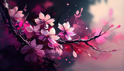 Watercolor festive background with flowers. AI generated