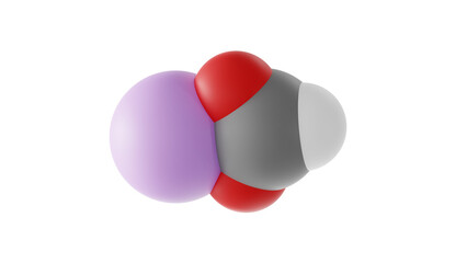 sodium formate molecule, preservative e237, molecular structure, isolated 3d model van der Waals
