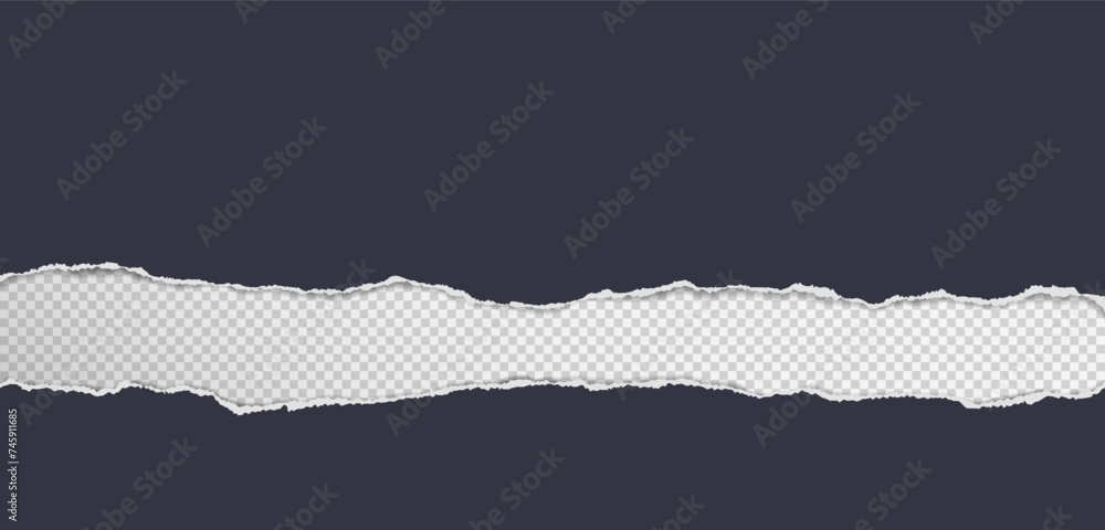 Poster black paper with torn edges and soft shadow are on squared background for text.