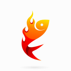 fish fire logo, fire fish logo