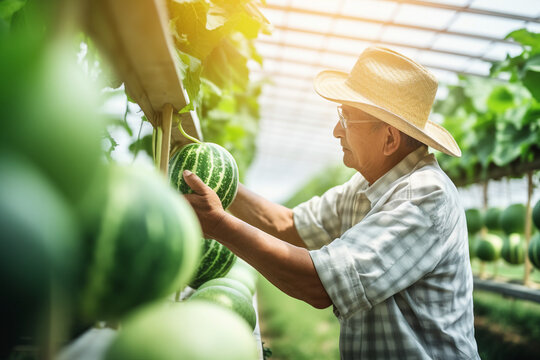 Earth day cultivation conceptual Generative AI picture farmer gathering harvest