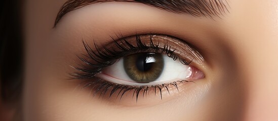 Macro Shot of a Woman's Beautiful Eye with Stunning Eyebrow Makeup Details