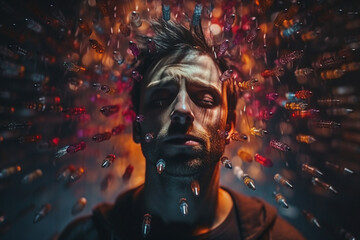 Conceptual image of drug addicted person made with generative AI