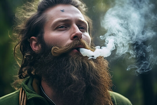 Photo of smoker man with bad habbit generative AI concept