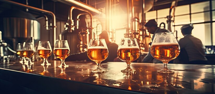 Diverse Men Enjoying Craft Beer Tasting Experience at Brewery Bar