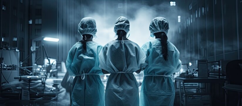 Focused Female Surgeons Analyzing X-Ray Image in Modern Operating Room