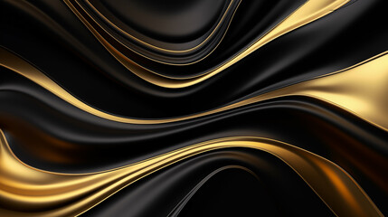 Abstract luxury gold and black fluid background.