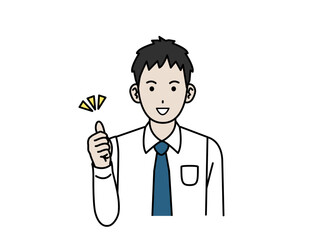 グッドなサインを出す若い会社員の男性のイラスト
