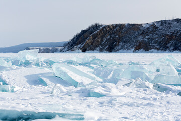 Coast of lake Baikal in winter