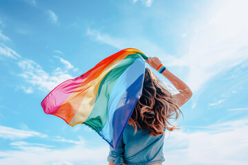 Empowered Pride: Woman Holding LGBT Flag 