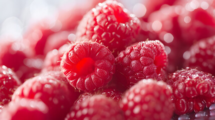 A bunch of bright red raspberries - Powered by Adobe