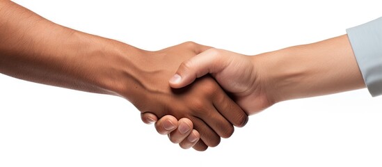 Two Diverse Men Greeting Each Other with a Friendly Handshake Gesture