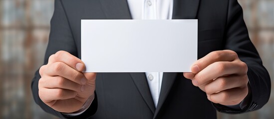 Confident Businessman Presenting a Business Card with Professionalism and Elegance