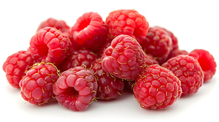 A bunch of bright red raspberries