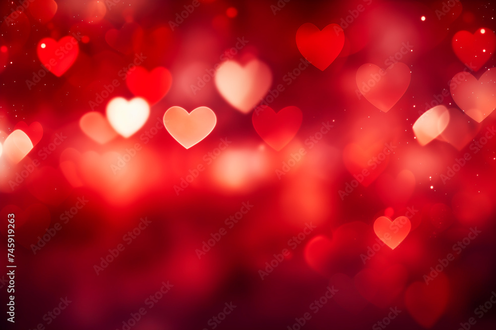 Poster abstract red bokeh background with heart