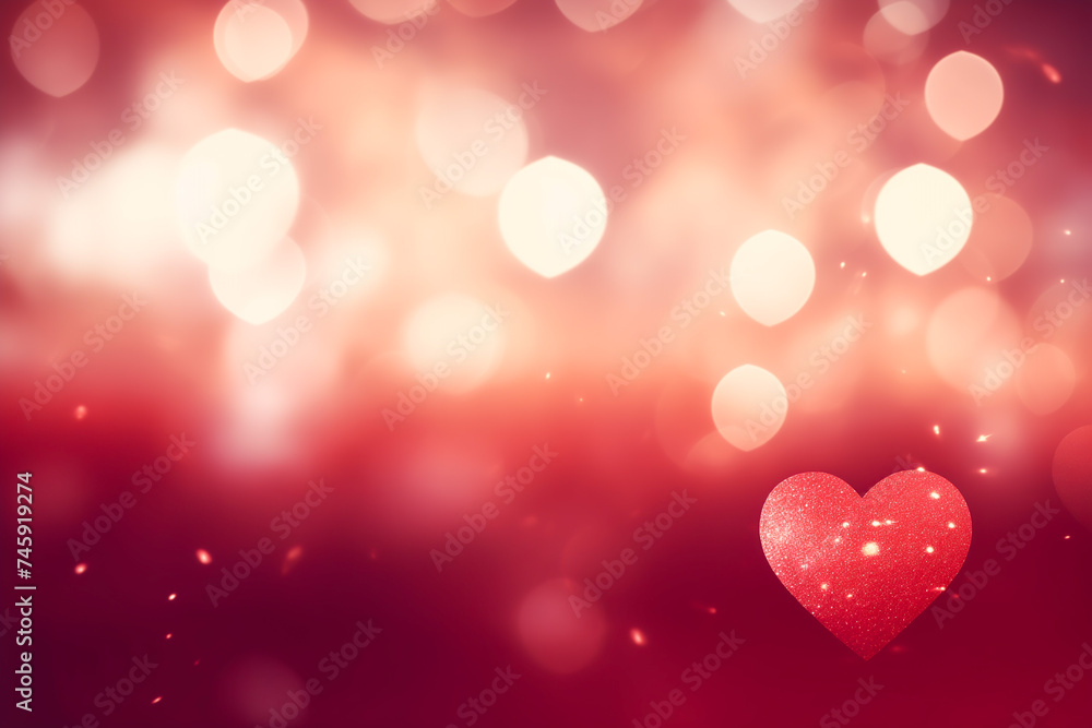 Poster abstract red bokeh background with heart