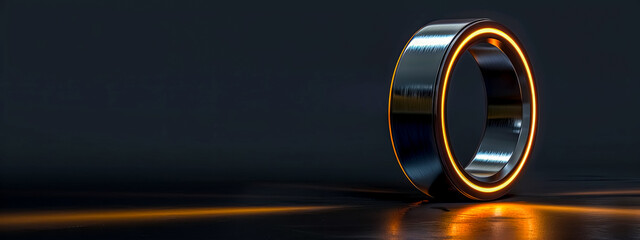 Futuristic Smart Ring Glowing on Dark Surface
