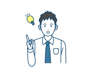 アイデアを閃く若い会社員の男性のイラスト