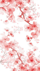 Cherry blossom isolated on white. AI generated art illustration.