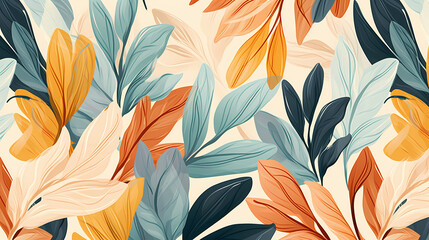 Abstract botanical art background vector, natural hand drawn pattern design