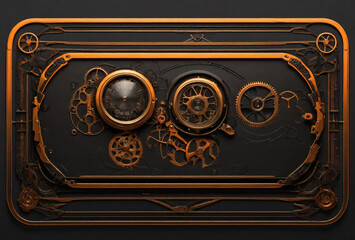 steampunk, background, frame, yellow-black, steampunk style