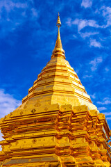 Fototapeta premium Golden Wat Phra That Doi Suthep temple temples Chiang Mai Thailand.