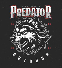 illustration of a angry wolf vector in black background