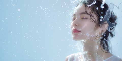 若い女性のスキンケアと保湿のイメージ