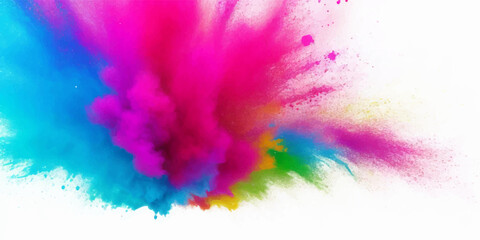 Bright colorful watercolor splash splatter stain brush strokes on white background. Modern vibrant aquarelle spot. Rainbow trendy isolated design on white. Element. Vector watercolor illustration.
