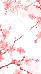 Fototapeta premium Cherry blossom isolated on white. AI generated art illustration.