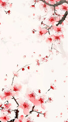  Cherry blossom isolated on white. AI generated art illustration.