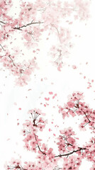 Obraz premium Cherry blossom isolated on white. AI generated art illustration.