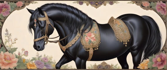 Royal Victorian art horse graphic illustration
 - obrazy, fototapety, plakaty