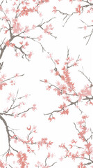  Cherry blossom isolated on white. AI generated art illustration.