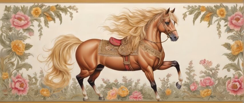 Royal Victorian art horse graphic illustration
