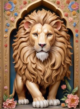 Royal Lion miniature painting style border and frame