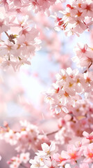 Fototapeta premium Cherry blossom isolated on white. AI generated art illustration.