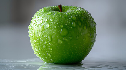 A fresh, vibrant green apple perfectly centered
