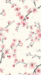 Cherry blossom isolated on white. AI generated art illustration.