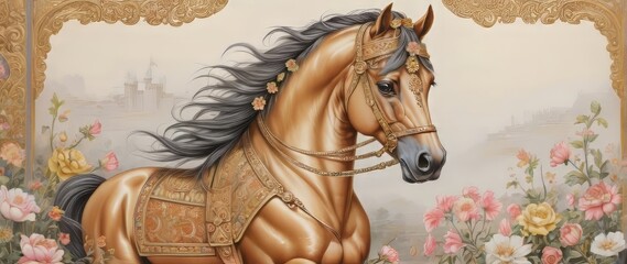 Royal Victorian art horse graphic illustration	 - obrazy, fototapety, plakaty