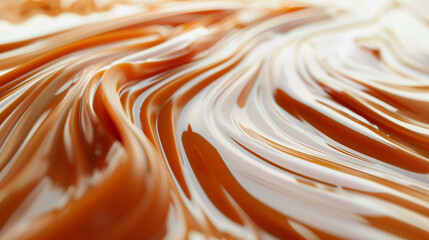 Close-up of chocolate swirl on white background.